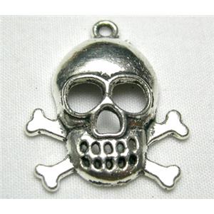 Skull Charms, Tibetan Silver Death-Head Pendant non-nickel, 22x26mm [NN518]