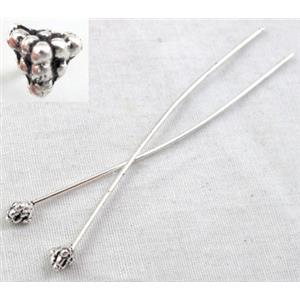 Tibetan Silver pin Charms Non-Nickel, 55mm length, pinhead:4x4x3.5mm [NN654]