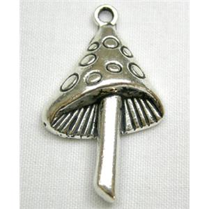 Tibetan Style Zinc Mushroom Pendant Antique Silver, 18mm wide, 30mm length [NN705]