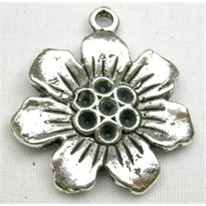 Tibetan Silver Flower Non-Nickel, 22mm diameter [NN710]