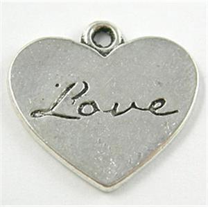Tibetan Silver Love Heart pendant Non-Nickel, 21mm wide [NN8002]