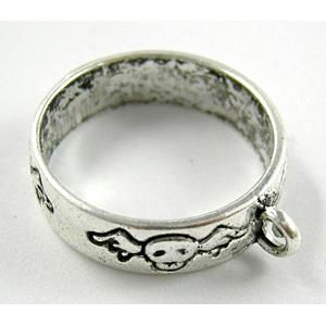 Tibetan Silver hanger Ring Charm Non-Nickel, 21mm dia, 6mm thick [NN8018]