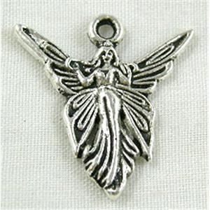 praying angel, Tibetan Silver Charms Non-Nickel, 19x20mm [NN8088-2]