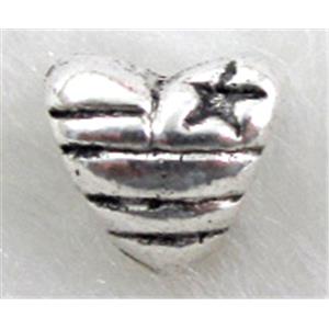 Heart, Tibetan Silver Spacer Non-Nickel, 8.5x8x8mm, hole:5mm [NN8232]