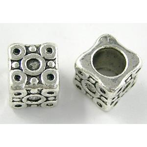 Tibetan Silver spacer Bead Non-Nickel, 11x11x11mm, hole:7mm [NN8263]