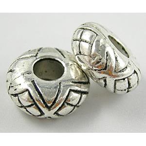 Tibetan Silver spacer Bead Non-Nickel, 13mm dia, 6mm thick, hole:4.5mm [NN8266]