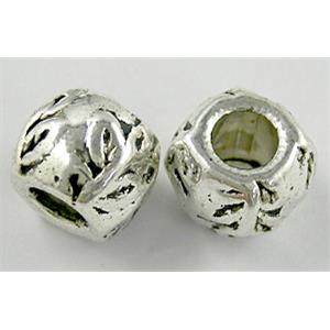 Tibetan Silver spacer Bead Non-Nickel, 10mm dia, hole:5mm [NN8286]