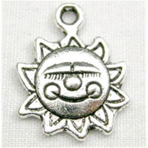 Tibetan Silver Sun Face Non-Nickel, 12mm diameter [NN829]