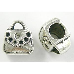 Tibetan Silver HandBag Non-Nickel, 9x10x8.5mm, hole:5mm [NN8291]