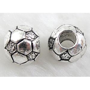 Football Charms, Tibetan Silver Non-Nickel, 11mm dia, hole:4.5mm [NN8356]