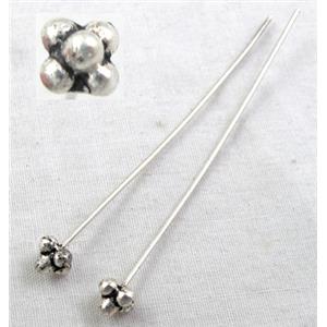 Tibetan Silver Fancy Pin Charms Non-Nickel, 53mm length, pinhead:4x4mm [NN840]