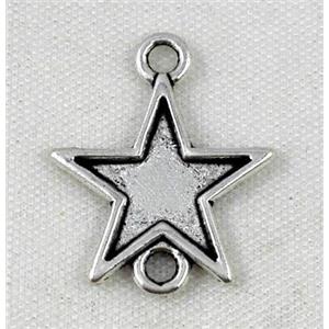 tibetan silver star connector, non-nickel, approx 15x18.5mm [NN8547]