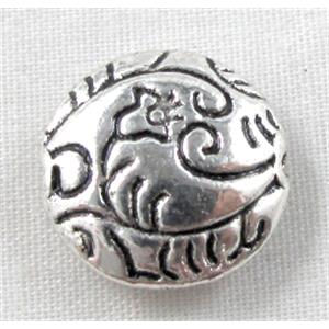 Tibetan Silver Spacer Non-Nickel, 13mm dia, 5mm thick, hole:1mm [NN8855]