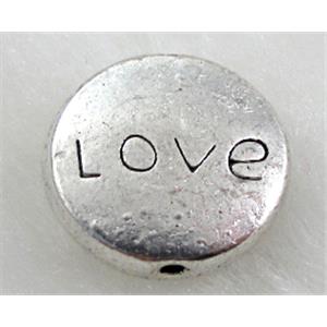 Tibetan Silver LOVE Spacer Non-Nickel, 13mm dia,5mm thin [NN8937]