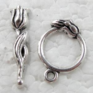 Tibetan Silver toggle clasps non-Nickel, 13mm dia, stick:22mm [NN8941]