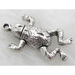 happy Frog, Tibetan Silver charm Non-Nickel, 15x28mm [NN8976]