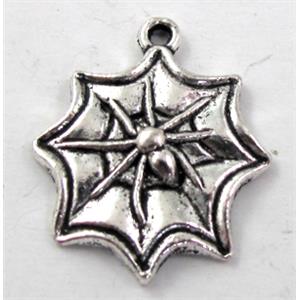 Spider cobweb, Tibetan Silver pendant non-nickel, 18mm dia [NN9026]