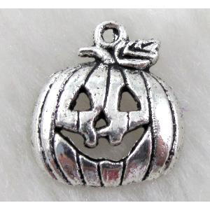 Tibetan Style Zinc Pumpkin Charm Pendant Halloween Antique Silver, 26x18mm [NN9029]