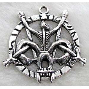 Tibetan Silver pendant non-nickel, 55mm dia [NN9105]