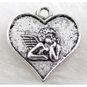 angel heart, Tibetan Silver pendant non-nickel, 17x18mm [NN9136]