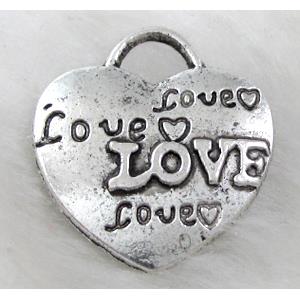 love heart, Tibetan Silver pendant non-nickel, 21x23mm [NN9142]