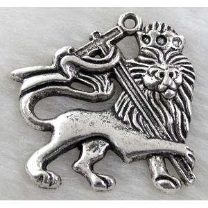 Tibetan Silver lion pendant Non-Nickel, 40x37mm [NN9146]