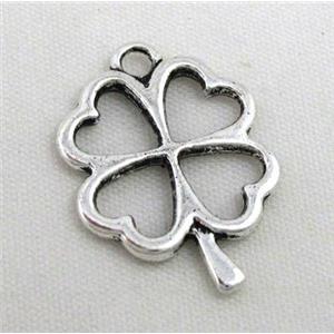shamrock clover, tibetan silver pendant, non-nickel, approx 18x25mm [NN9151]