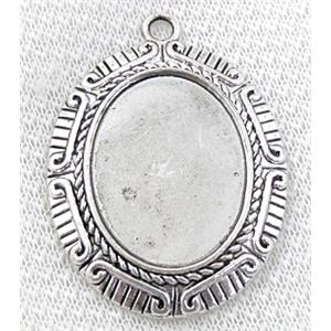 Cameo Tray, Tibetan Silver pendant non-nickel, 36x48mm, inside:23x30mm [NN9266]