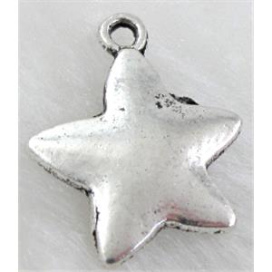 Tibetan Silver Star Pendant Non-Nickel, 16mm dia [NN9398]