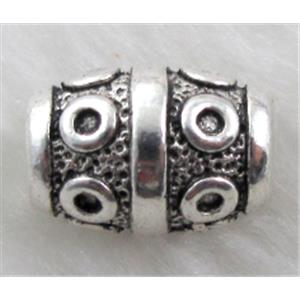 bead, Tibetan Silver Spacer Non-Nickel, 10mm dia, 14.5mm length, hole:4mm [NN9558]
