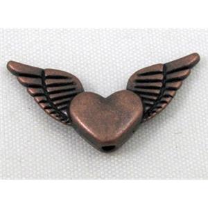 angel wing, Tibetan silver bead non-nickel, antique red copper, 24x13mm [NN9560RP]