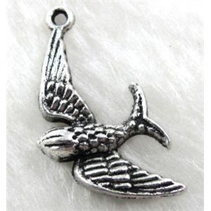 swallow charm, Tibetan Silver bird pendant Non-Nickel, 15x30mm [NN9571]