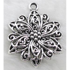 Tibetan Silver Flower pendant Non-Nickel, 26mm dia [NN9572]