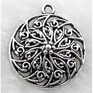 Tibetan Silver Flower pendant Non-Nickel, 25mm dia [NN9573]