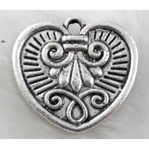 heart, Tibetan Silver pendant non-nickel, 25x23mm [NN9693]