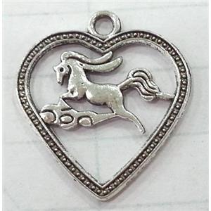 tibetan silver horse pendants non-nickel, approx 22mm wide [NNM0963]