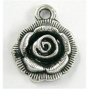 Tibetan Silver Flower pendant Non-Nickel, 14.5mm dia [NNSM0879]