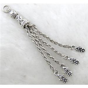 chain tassel, Tibetan Silver pendant non-nickel, 70mm length [NNSM10001]