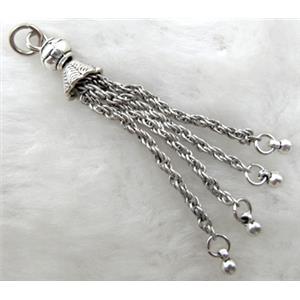 chain tassel, Tibetan Silver pendant non-nickel, 70mm length [NNSM10002]