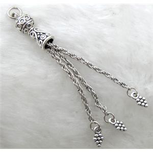 Tibetan Silver tassel pendant non-nickel, 70mm length [NNSM10003]
