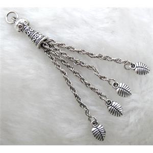 Tibetan Silver chain tassel pendant non-nickel, 70mm length [NNSM10005]