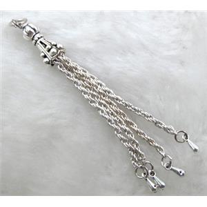Tibetan Silver chain tassel pendant non-nickel, 70mm length [NNSM10006]
