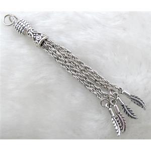 Tibetan Silver chain tassel pendant non-nickel, 70mm length [NNSM10008]