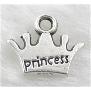 Princess charm, Tibetan Silver crown pendant non-nickel, 10x12mm [NN0105]