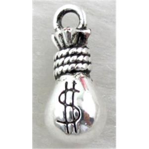 moneybag charms, Tibetan Silver pendant non-nickel, 7x15mm [NNSM10017]