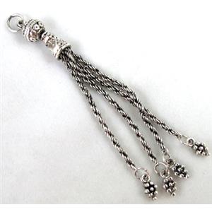 Tibetan Silver tassel pendant Non-Nickel, 70mm length [NNSM10020-93]
