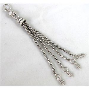 Tibetan Silver tassel pendant non-nickel, 70mm length [NNSM10021-109]