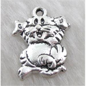 cats, Tibetan Silver pendant Non-Nickel, 12x18mm [NNSM1154]
