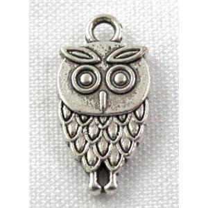 owl charm, Tibetan Silver bird pendant, Non-Nickel, 9x18mm [NNSM1419]