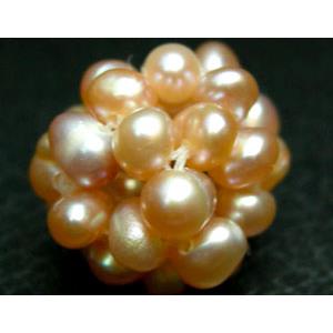 freshwater pearl bead ball, cluster, lt.purple, 14mm ball, 4mm beads [PA-BL-03-4MM]